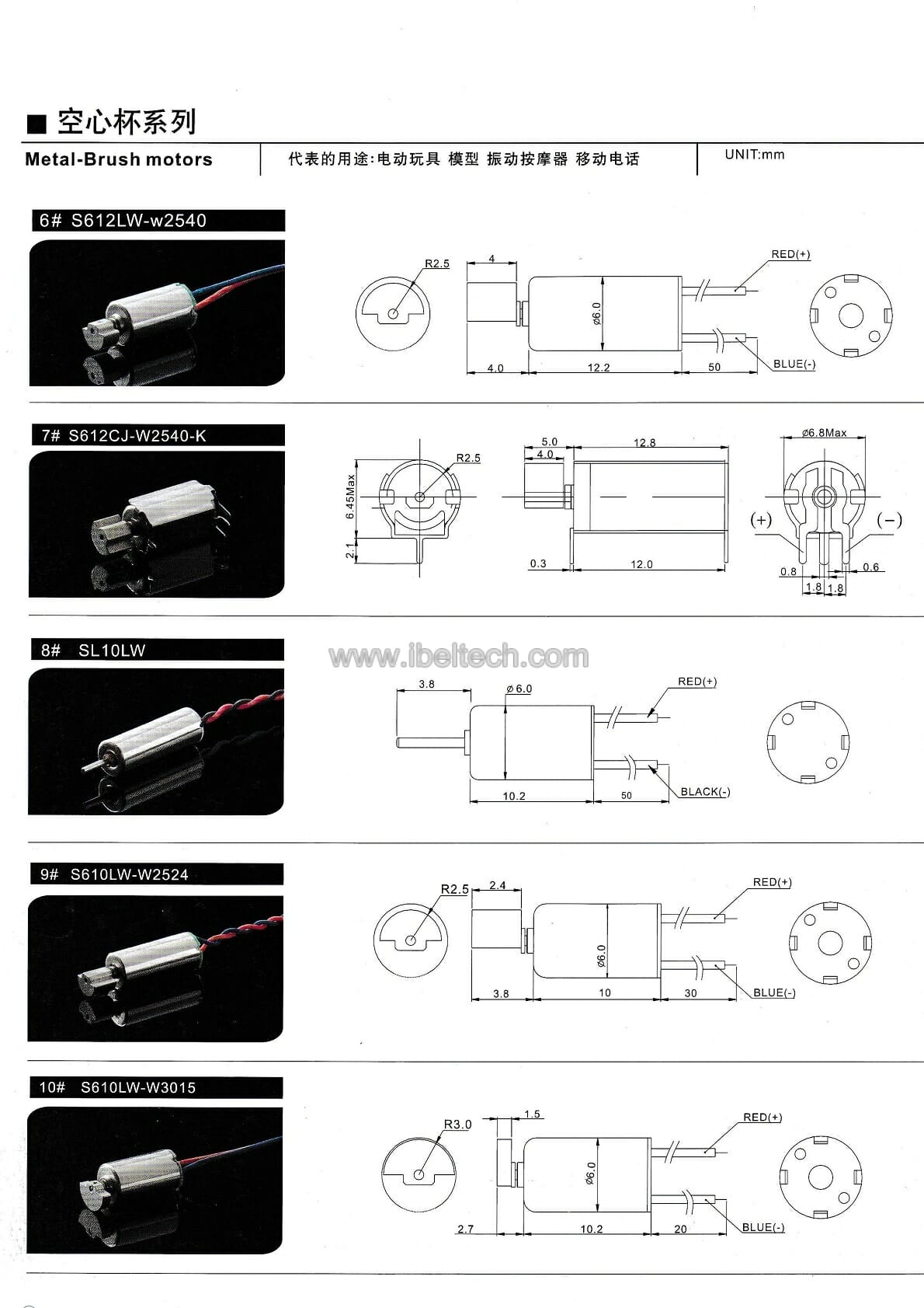metal brush motors 716 614 612  SL10LW micro motors image 2