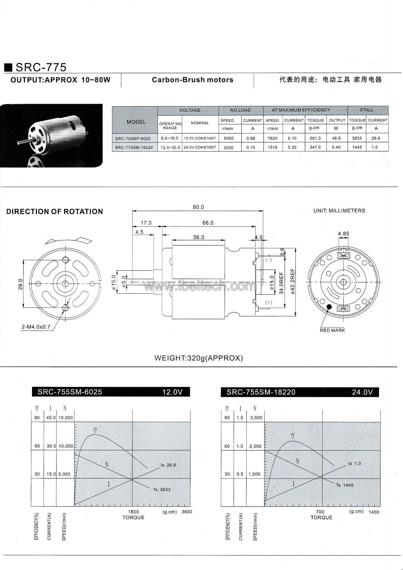 metal brush micro motor SRC-755MP 755SM image 2